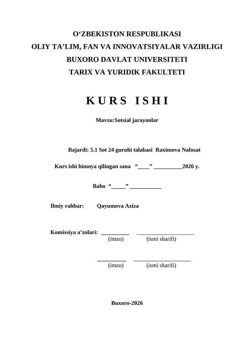 Sotsial jarayonlar kurs ishi