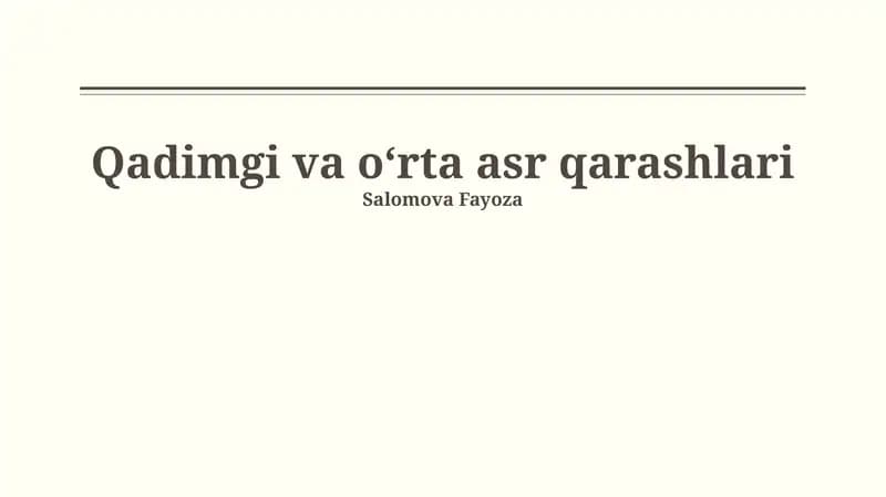 Qadimgi va oʻrta asr qarashlari