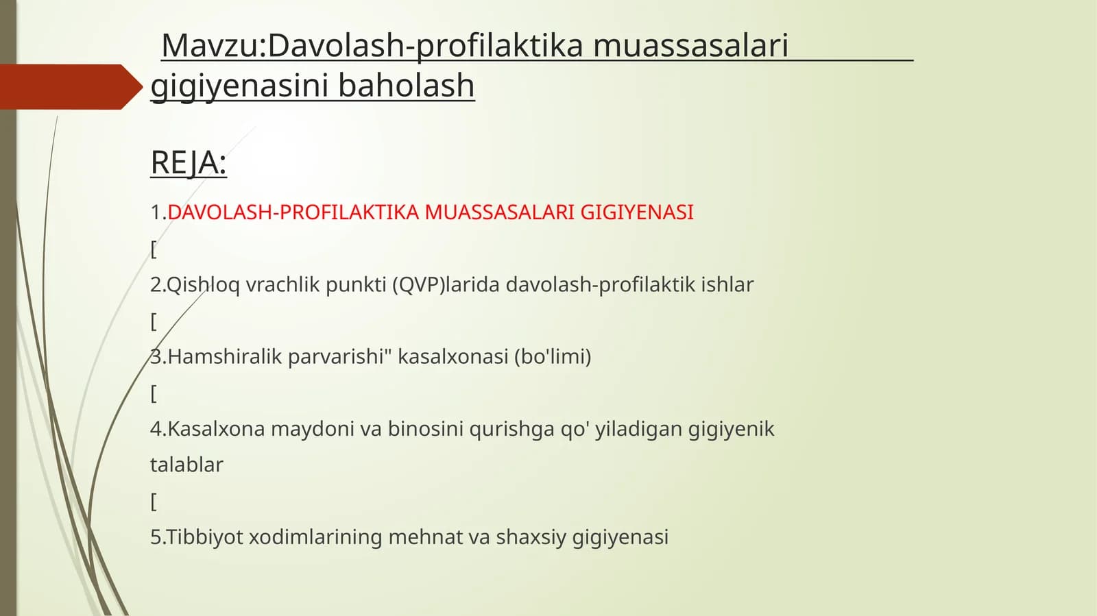 Davolash-profilaktikamuassasalarigigiyenasi