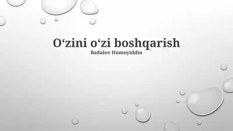 O'zini o'zi boshqarish