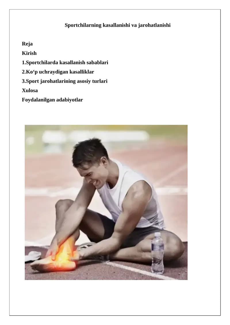 Sportchilarning kasallanishi va jarohatlanishi