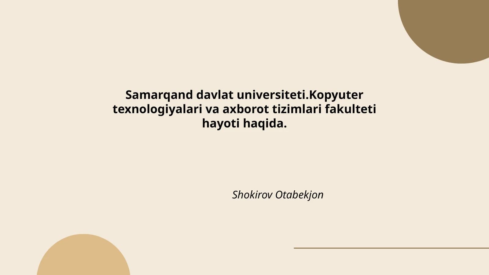Kopyuter texnologiyalari va axborot tizimlari fakulteti
