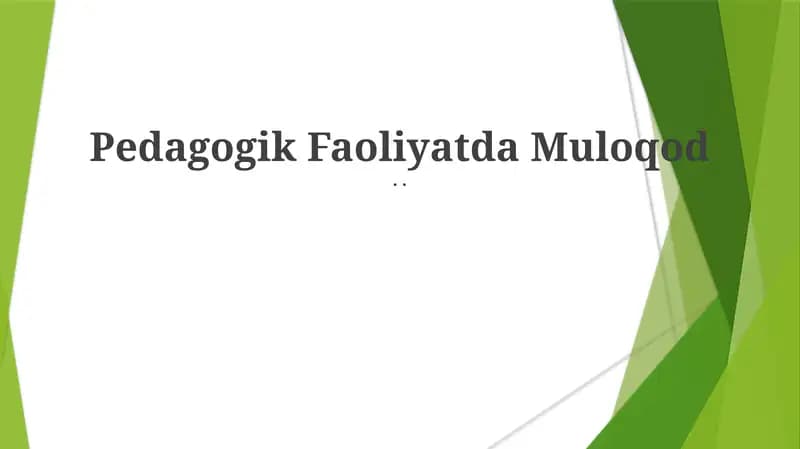 Pedagogik Faoliyatda Muloqod