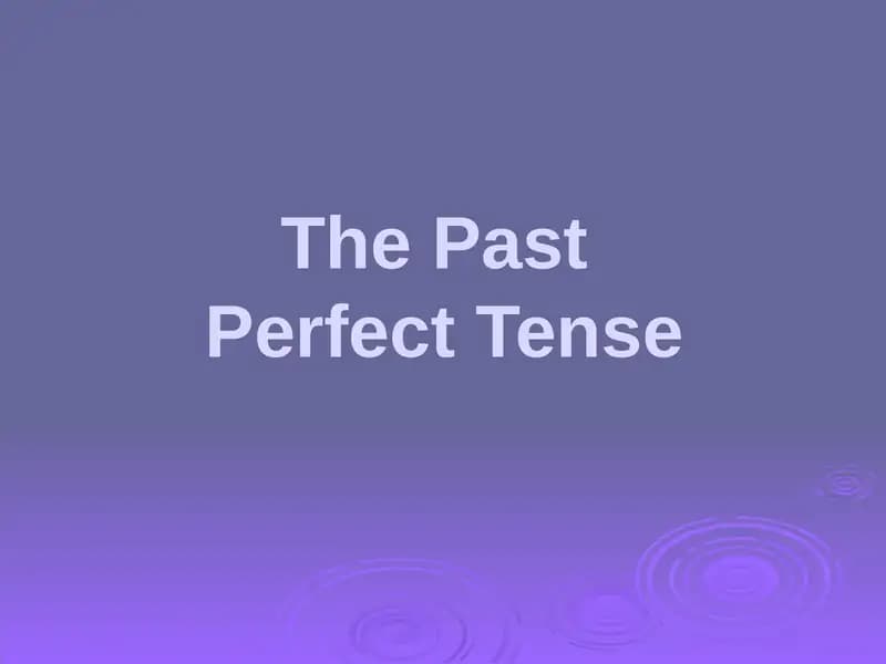 Past Perfect Tense