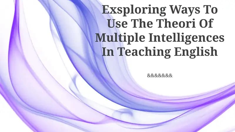 Theori Of Multiple Intelligences In Teaching English