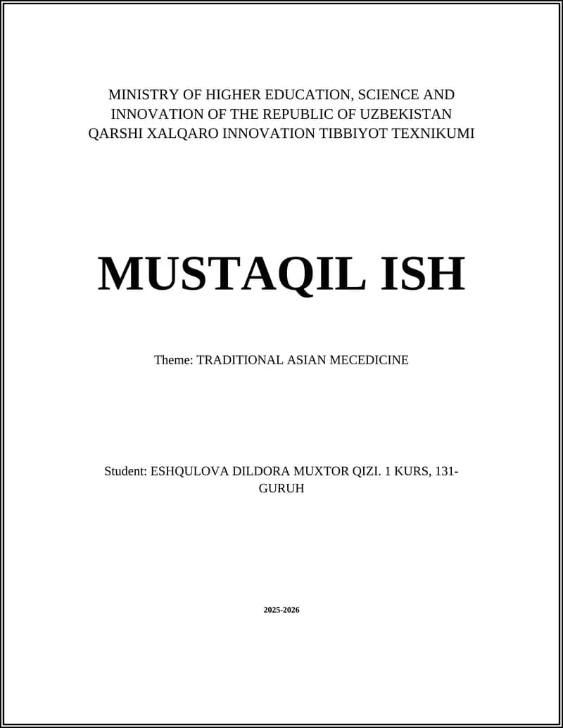 TRADITIONAL ASIAN MECEDICINE