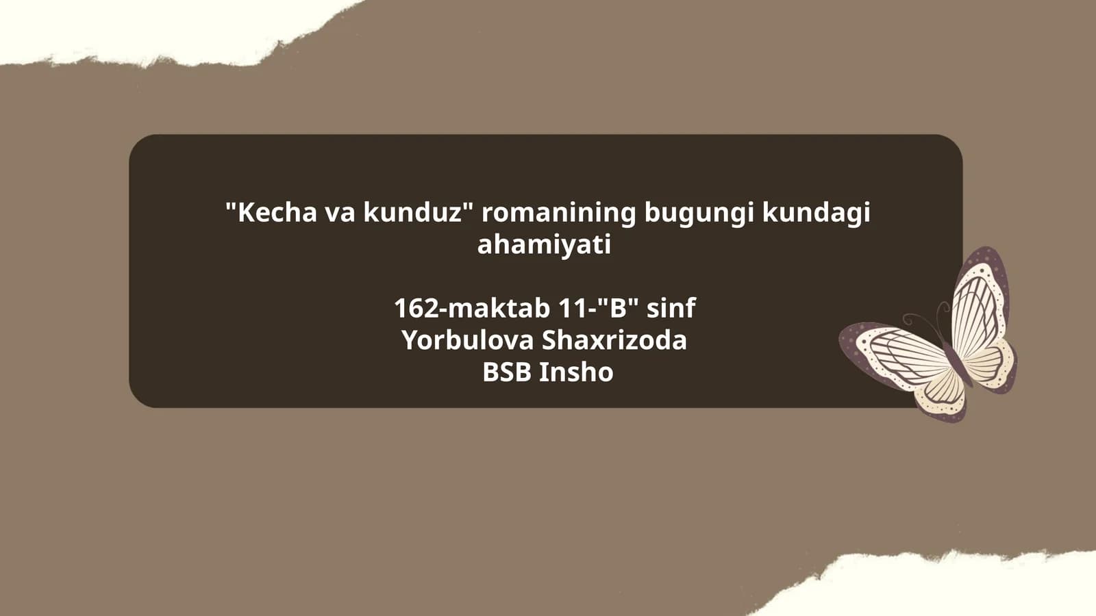 "Kecha va kunduz" romanining bugungi kundagi ahamiyati