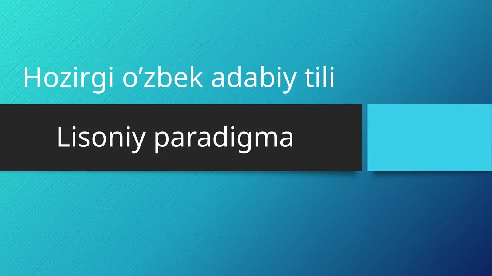 Hozirgi o'zbek adabiy tili: Lisoniy paradigma