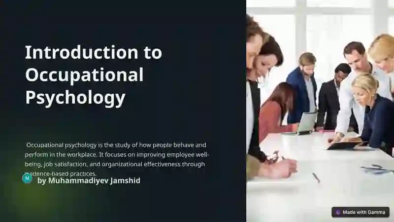 Introduction to Occupational Psychology