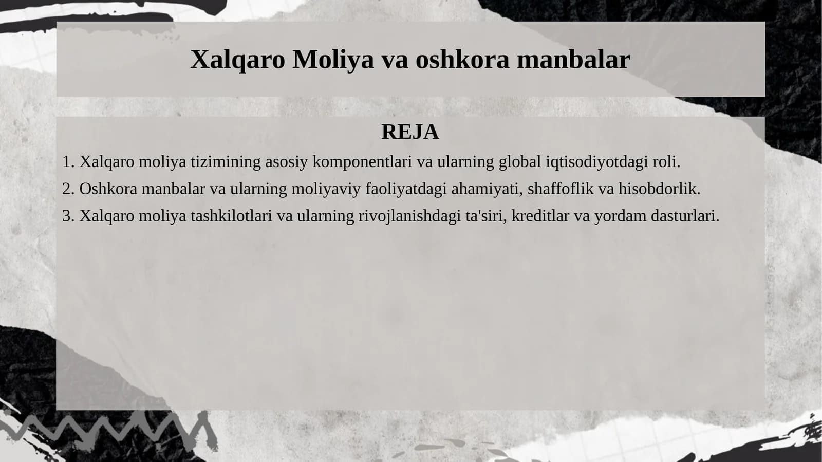 Xalqaro Moliya va oshkora manbalar
