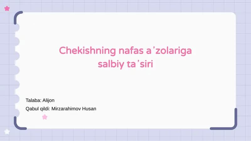 Chekishning nafas a'zolariga salbiy ta'siri