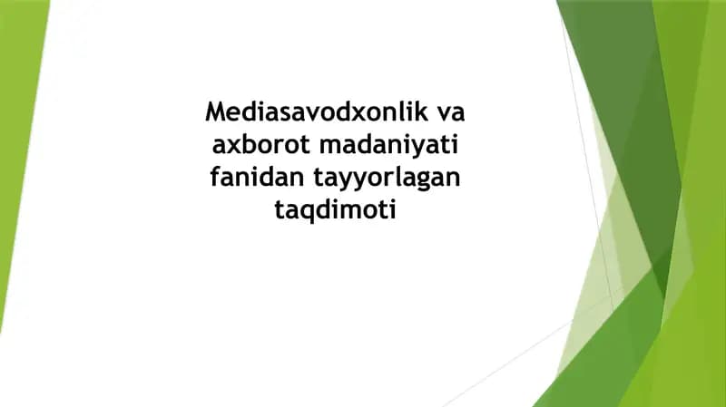 Media savodxonlikni rivojlantirishning yo’llari