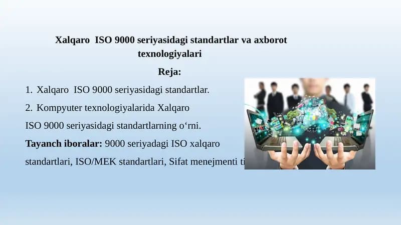 Xalqaro ISO 9000 Seriyasidagi Standartlar