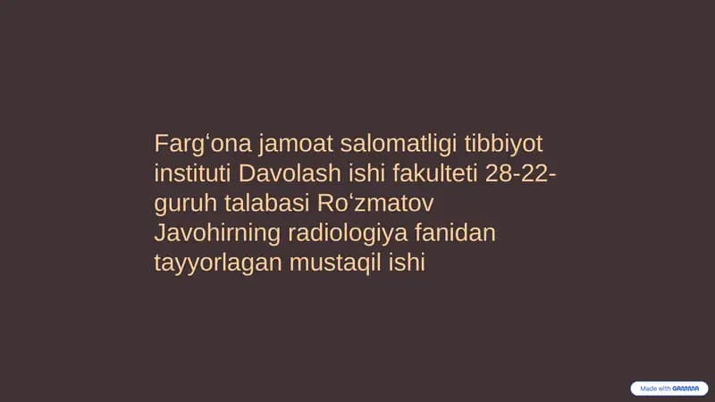Ayirish Tizimi Radiologiyasi