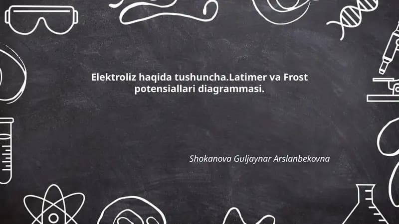 Elektroliz haqida tushuncha