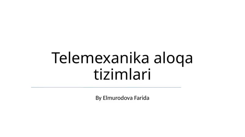 Telemexanika aloqa tizimlari