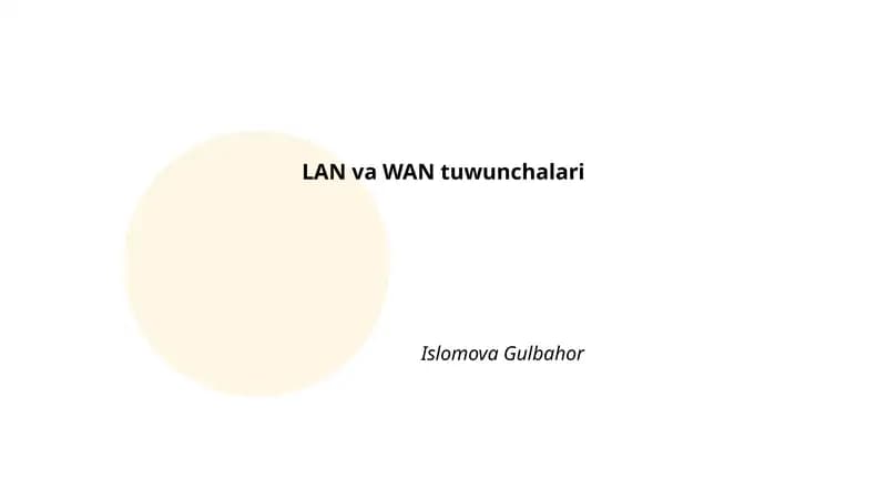 LAN va WAN tuwunchalari