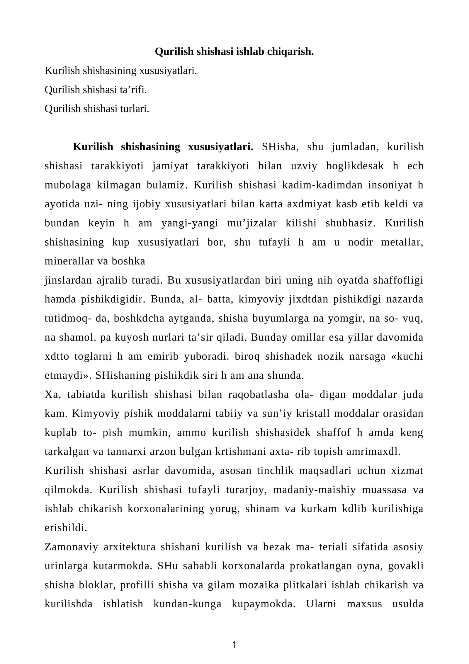 Qurilish shishasi