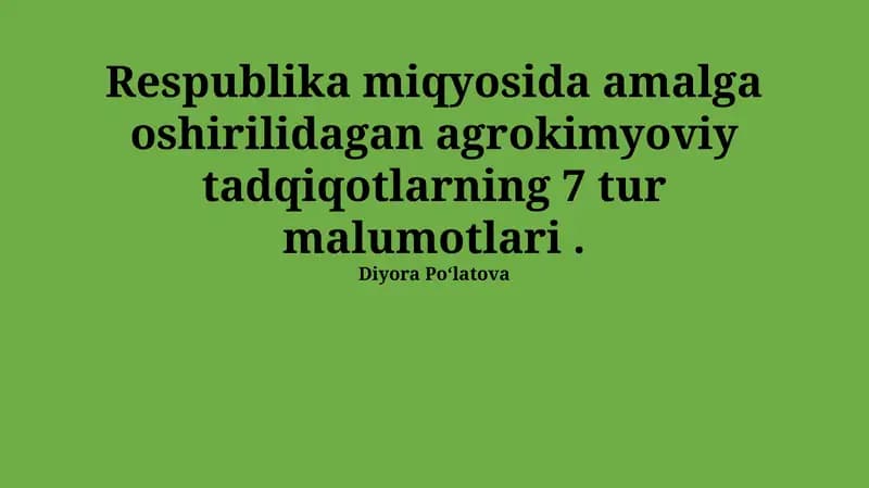 Agrokimyoviy tadqiqotlar natijalari