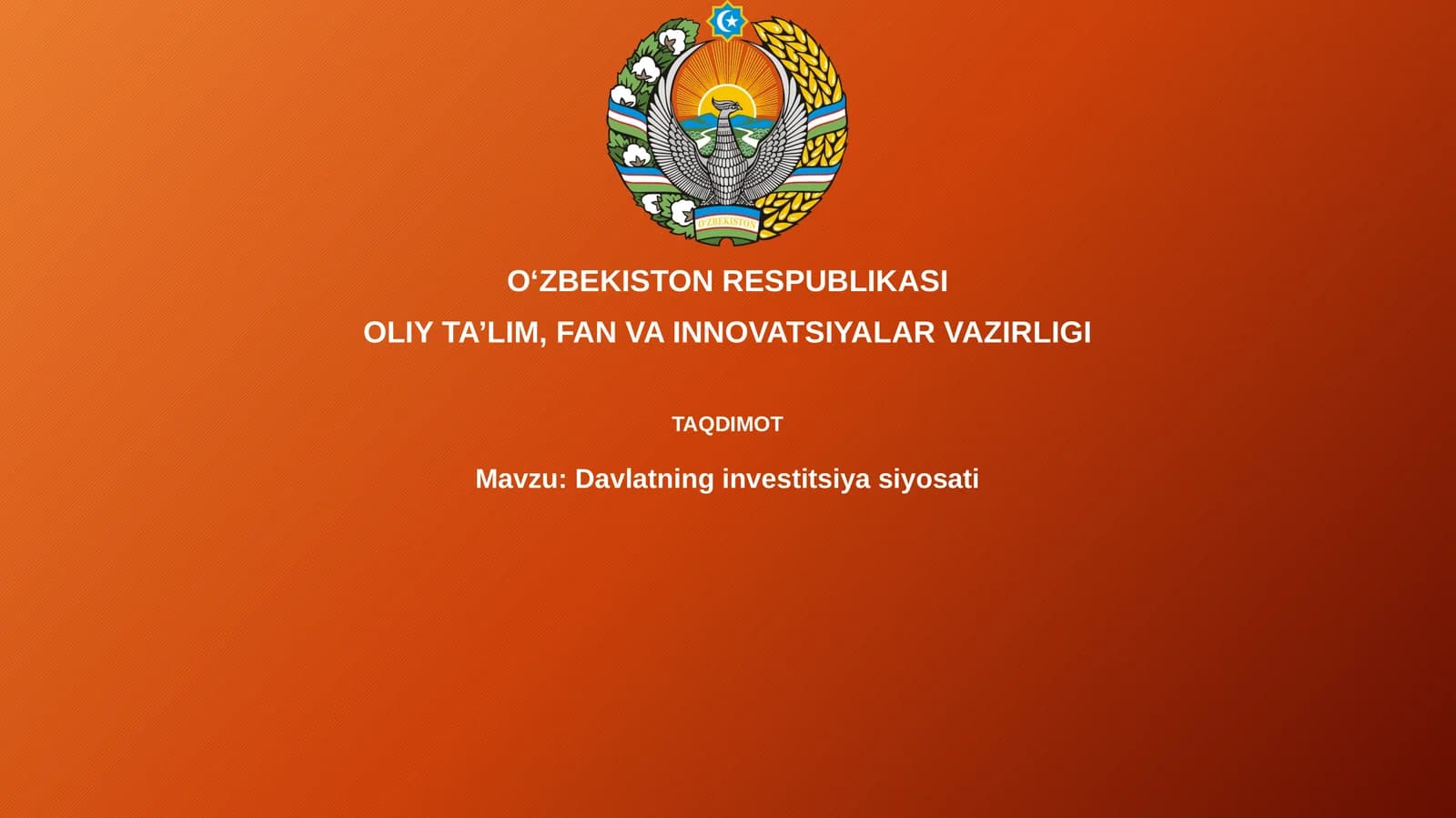 Davlatning investitsiyasiyosati