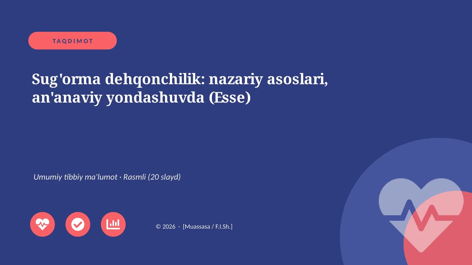 Sug'orma dehqonchilik: nazariy asoslari, an'anaviy yondashuvda (Esse)