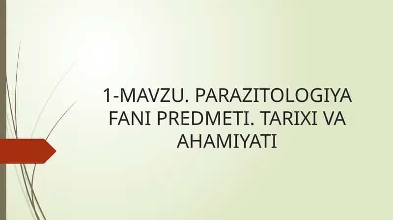 PARAZITOLOGIYA FANI