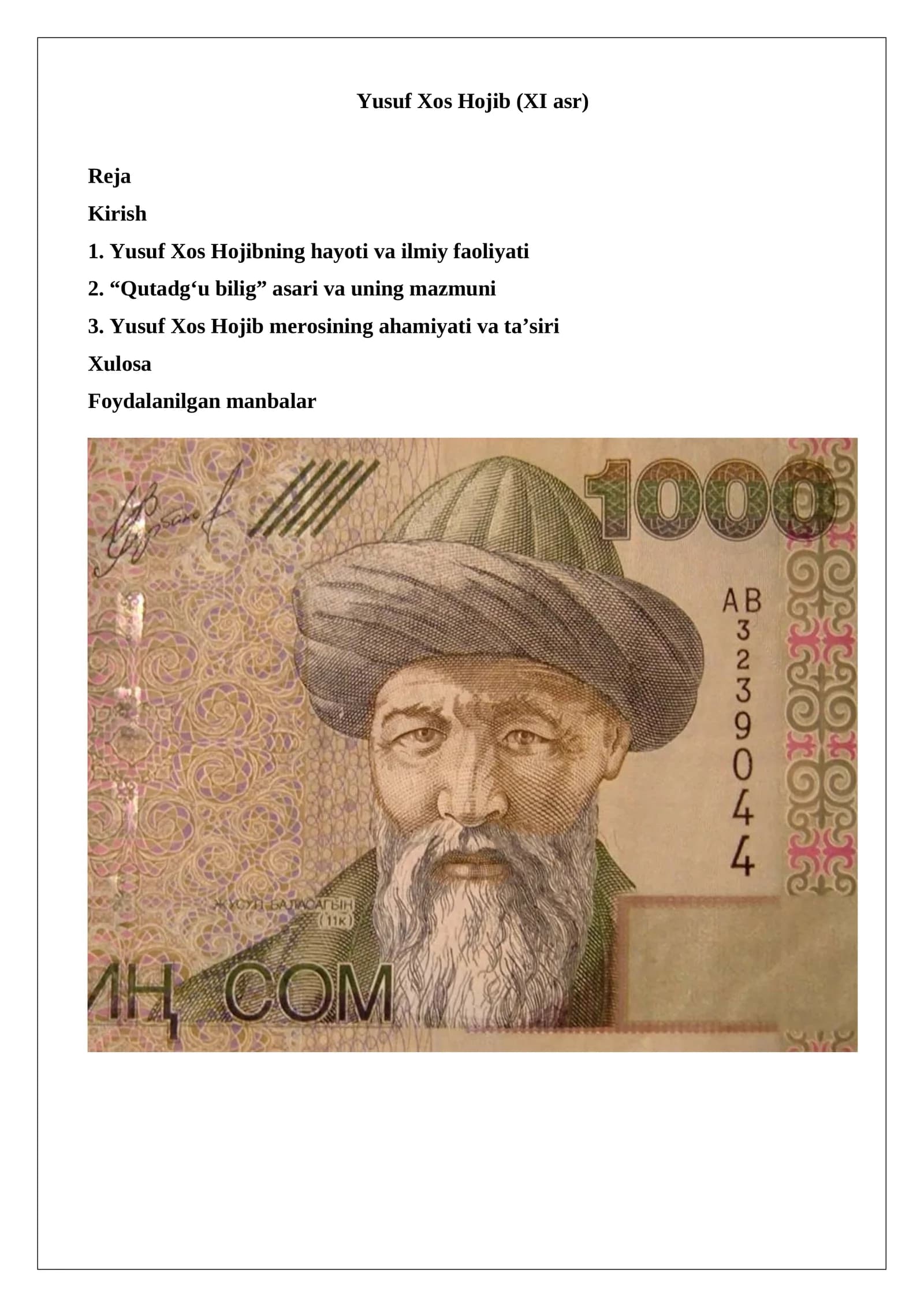 Yusuf Xos Hojib (XI asr)