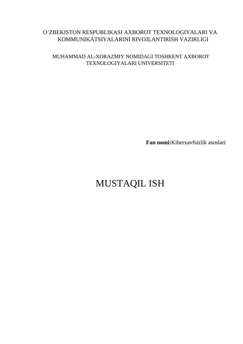 Kiberxavfsizlik asoslari