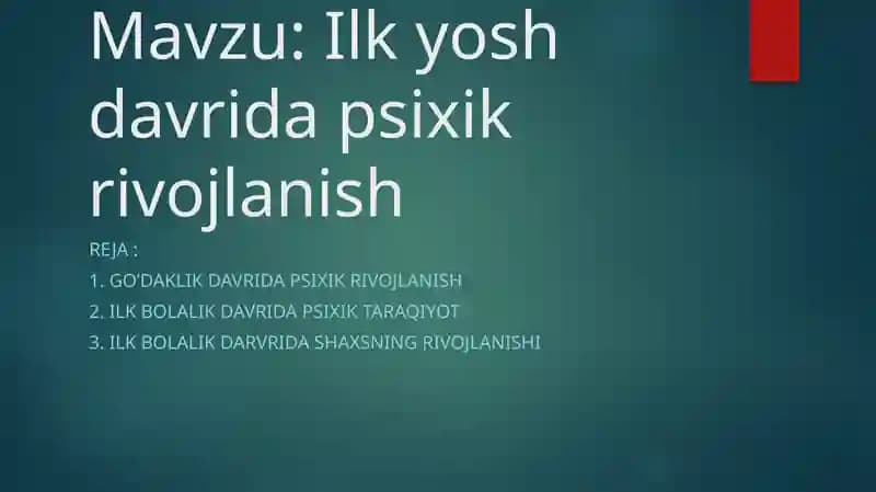 Ilk bolalik davri psixologiyasi