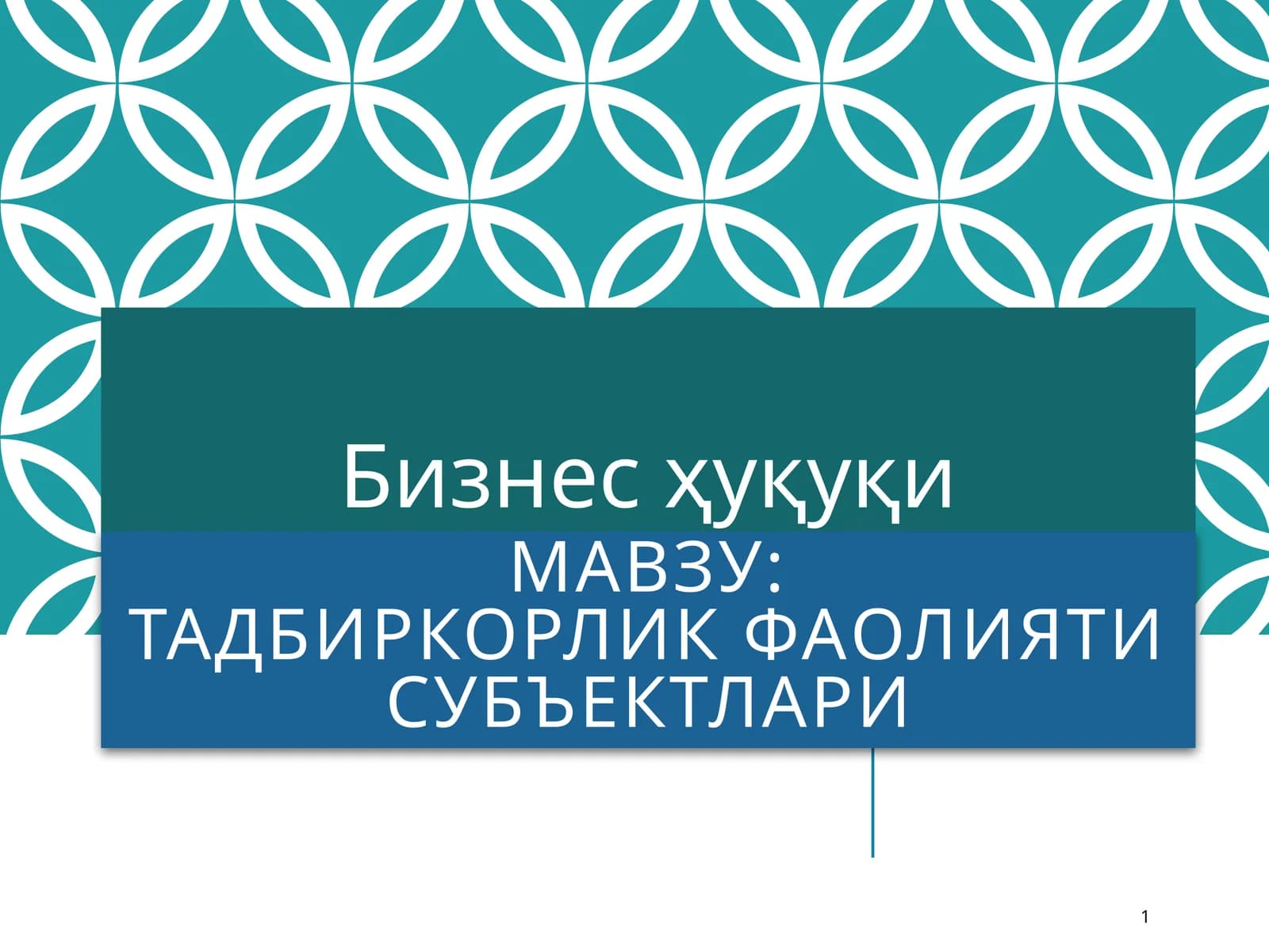 Тадбиркорлик фаолияти субъектлари