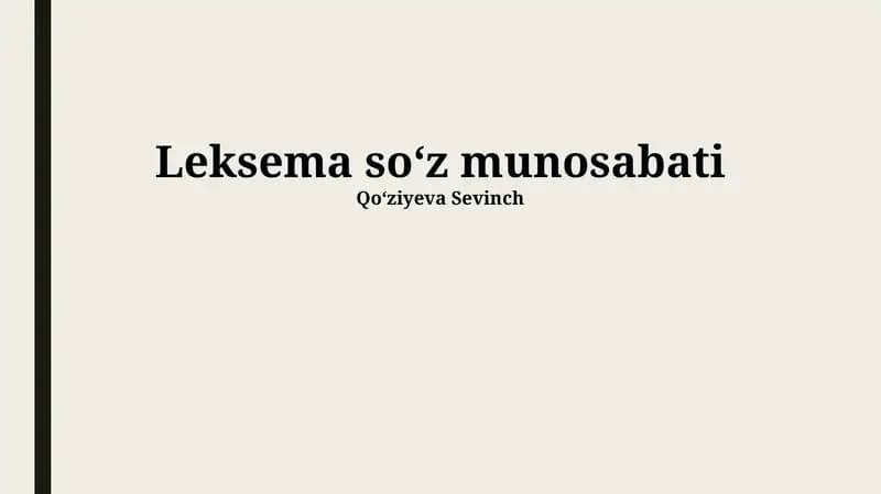 Leksema soʻz munosabati