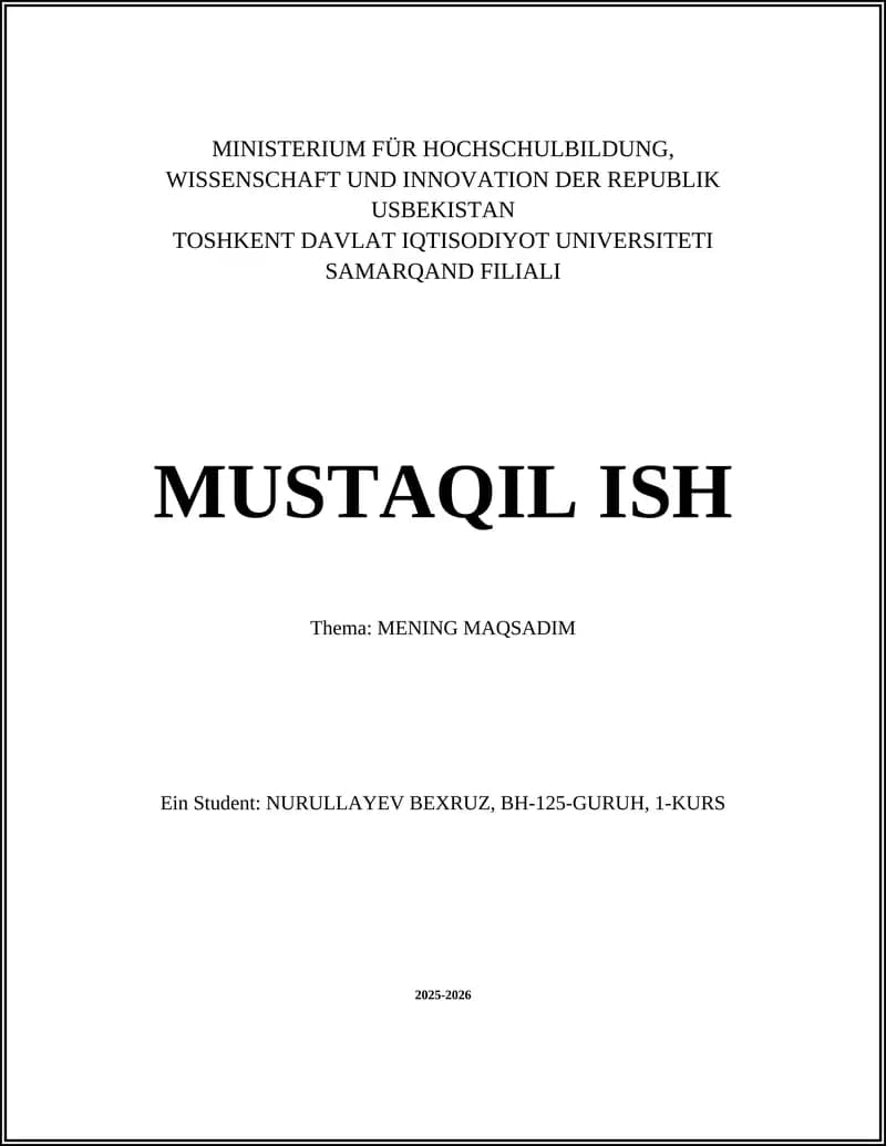 MENING MAQSADIM