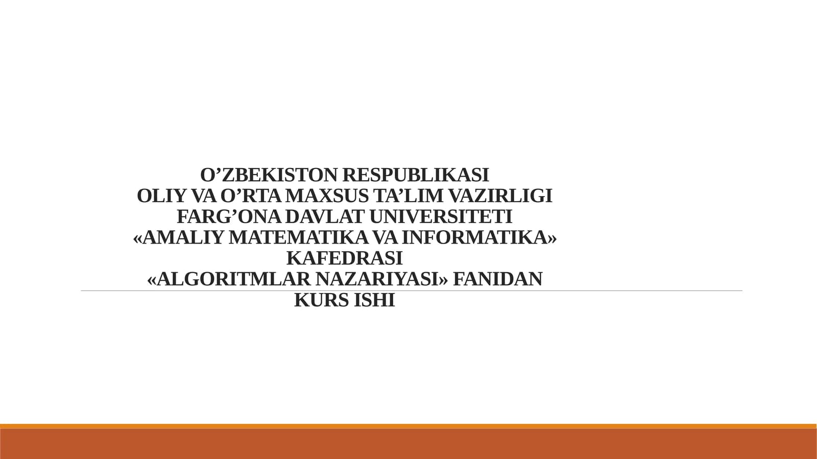 ALGORITMLAR NAZARIYASI