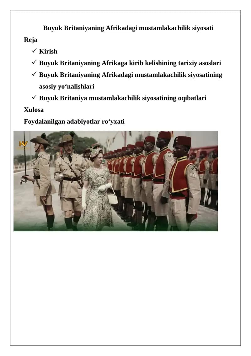 Buyuk Britaniyaning Afrikadagi mustamlakachilik siyosati