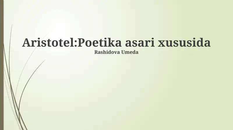 Aristotel: Poetika asari xususida