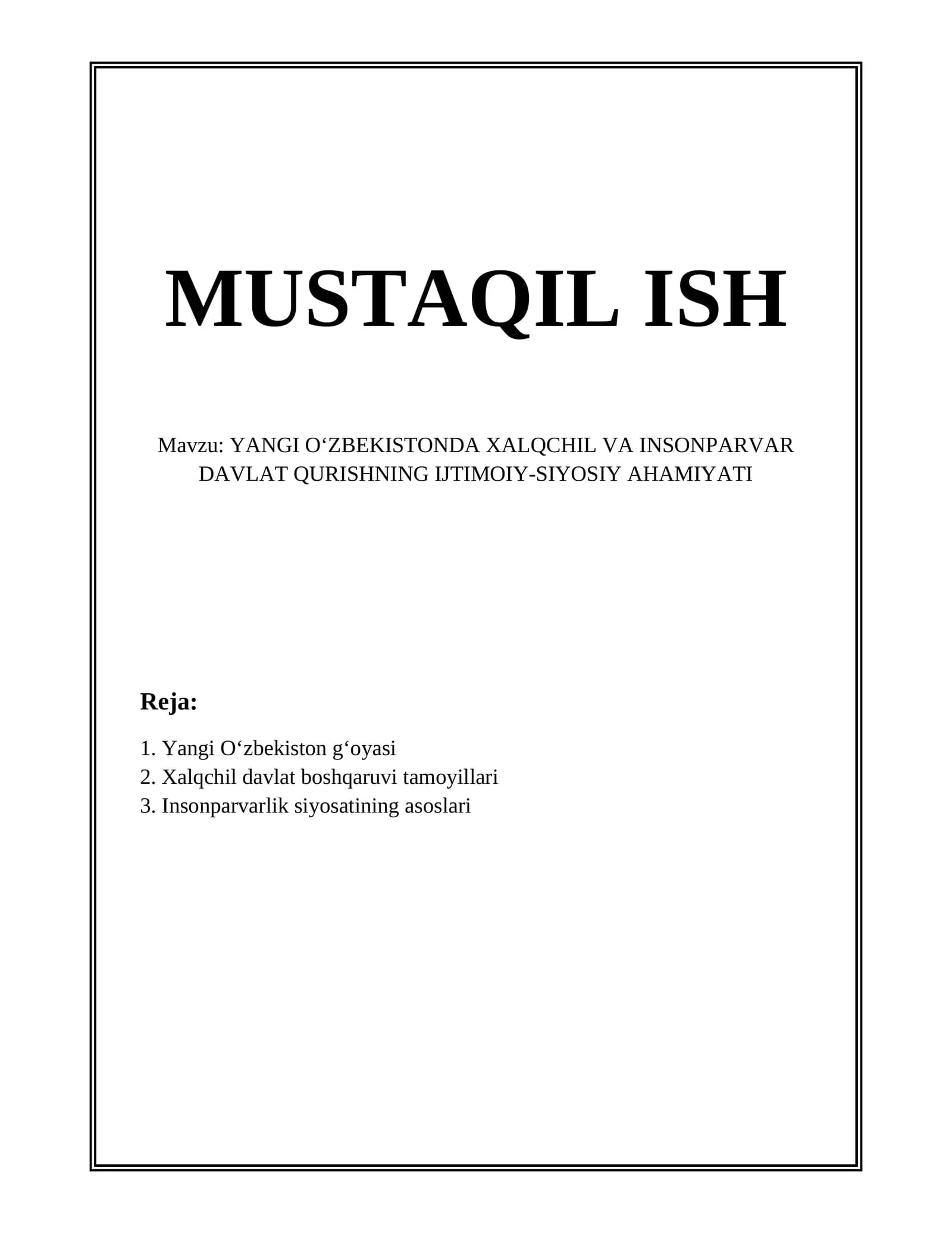 Yangi Oʻzbekiston gʻoyasi