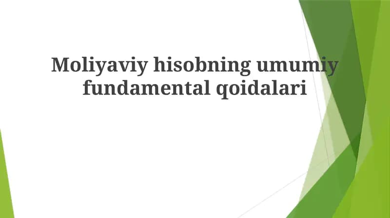 Moliyaviy hisobning umumiy fundamental qoidalari