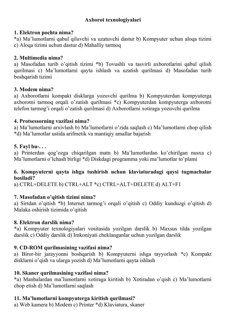 Axborot texnologiyalari