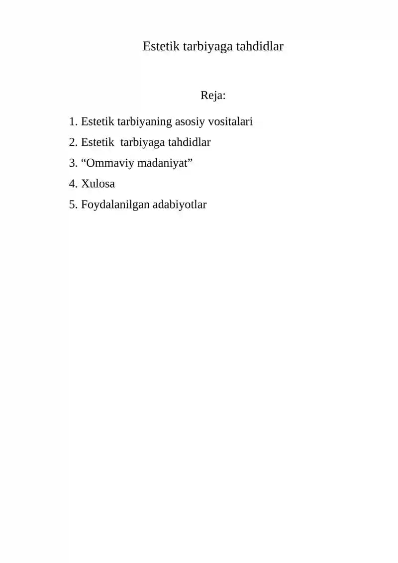 Estetik tarbiyaga tahdidlar