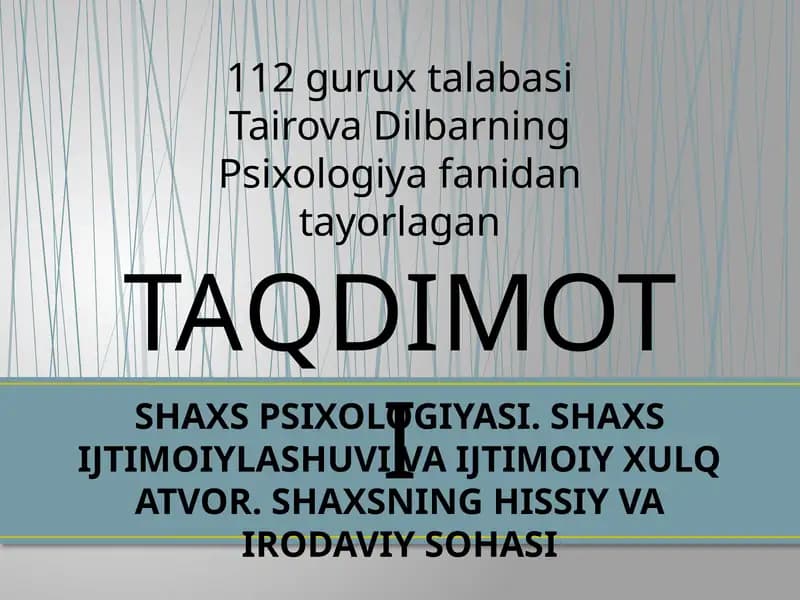 SHAXS PSIXOLOGIYASI