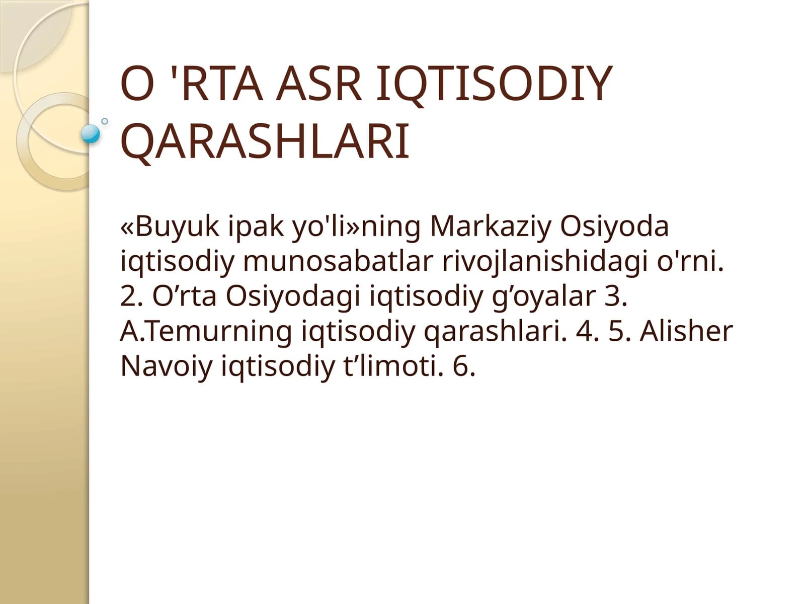 A.Temurning iqtisodiy qarashlari
