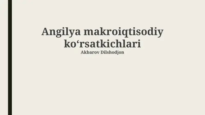 Angilya makroiqtisodiy koʻrsatkichlari