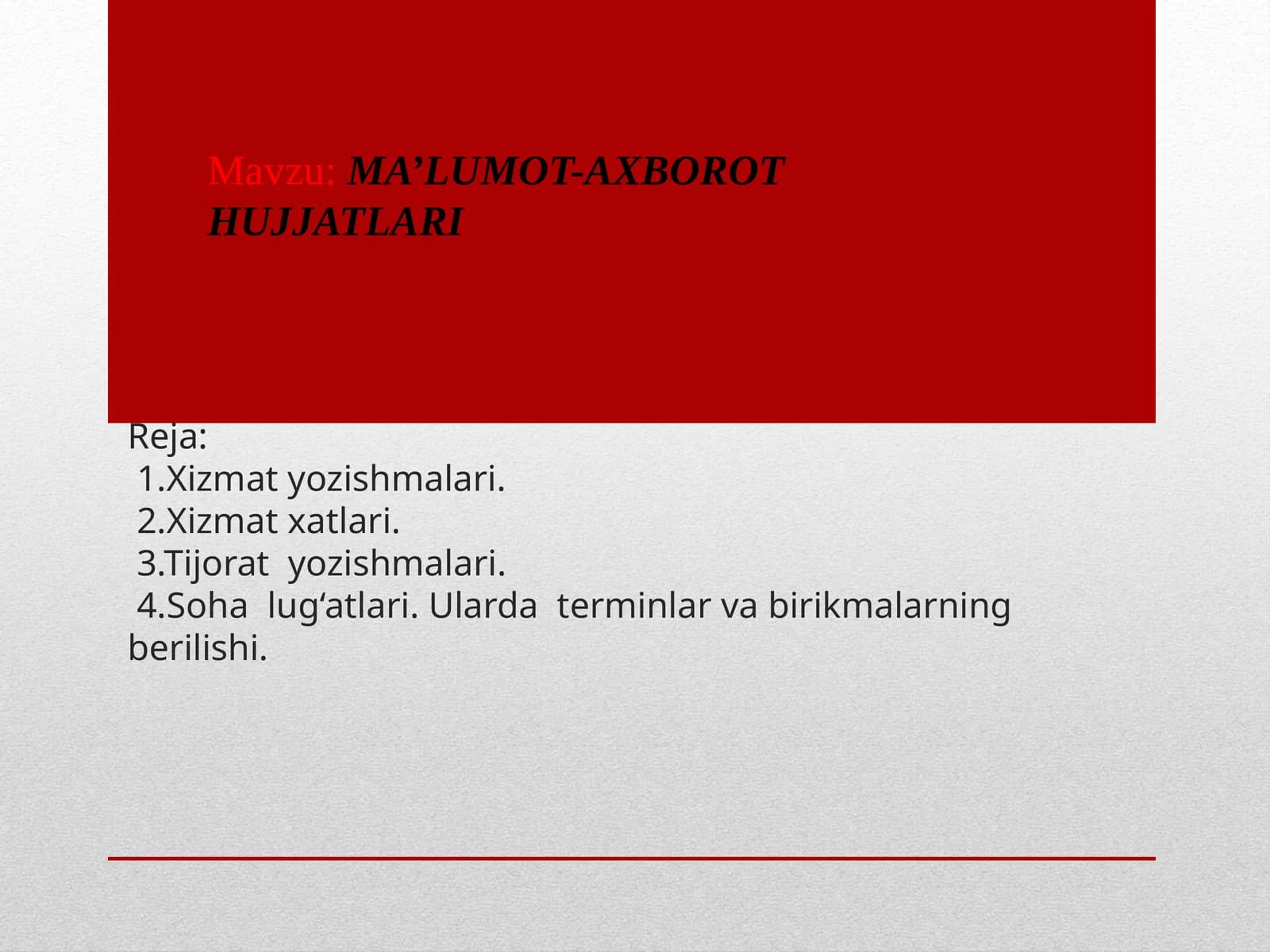 Xizmat yozishmalari