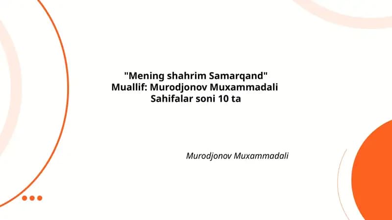 Mening shahrim Samarqand