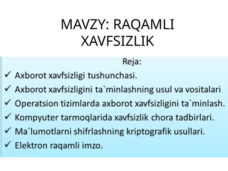 RAQAMLI XAVFSIZLIK
