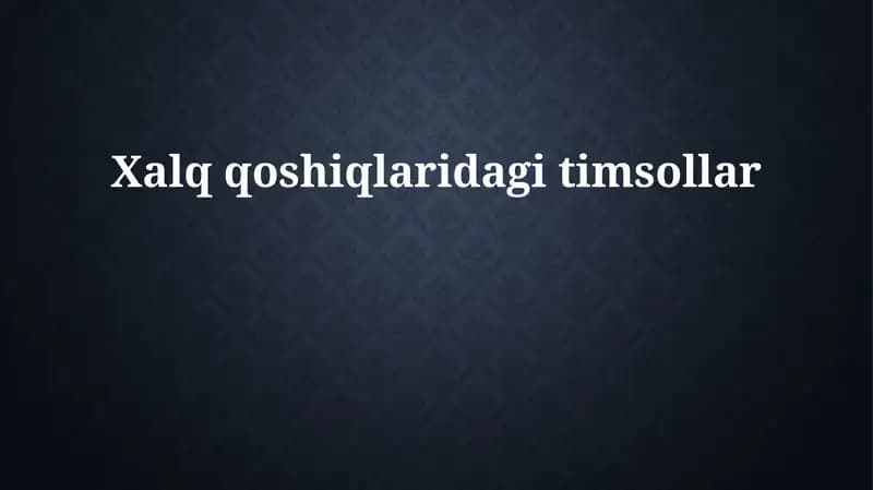 Xalq qo'shiqlarida badiiy til: Kirish