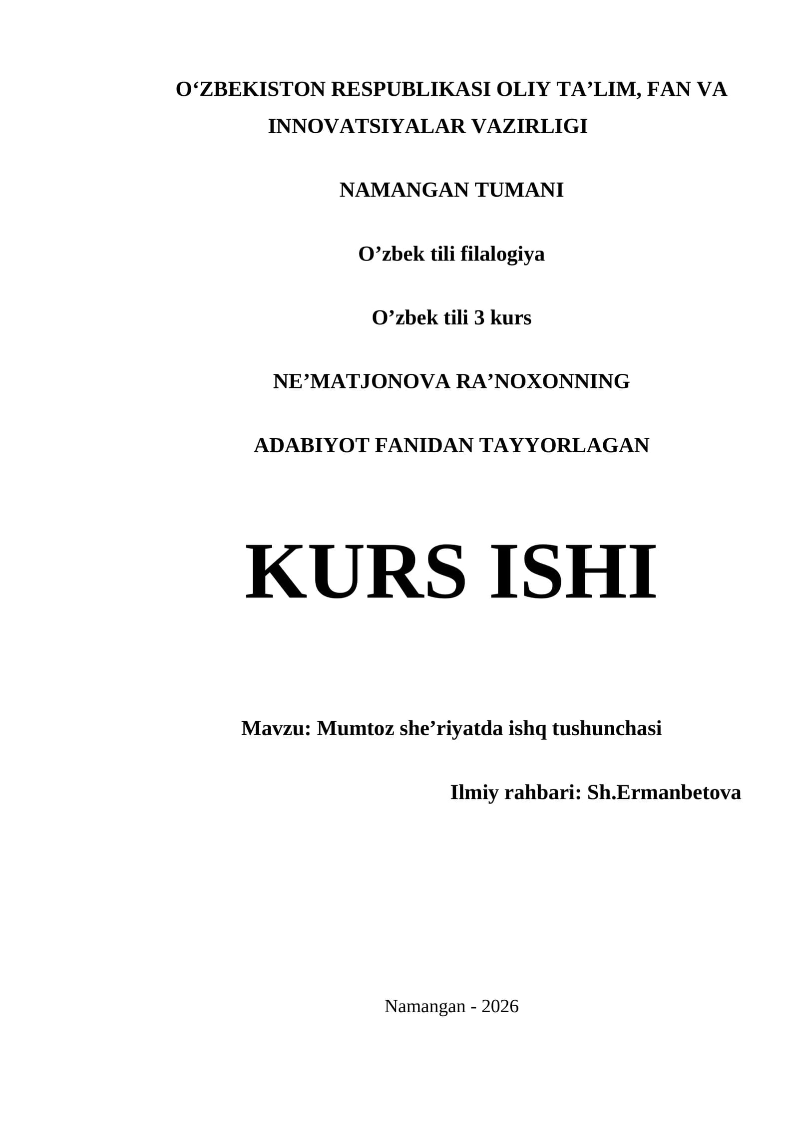 Mumtoz she’riyatda ishq tushunchasi