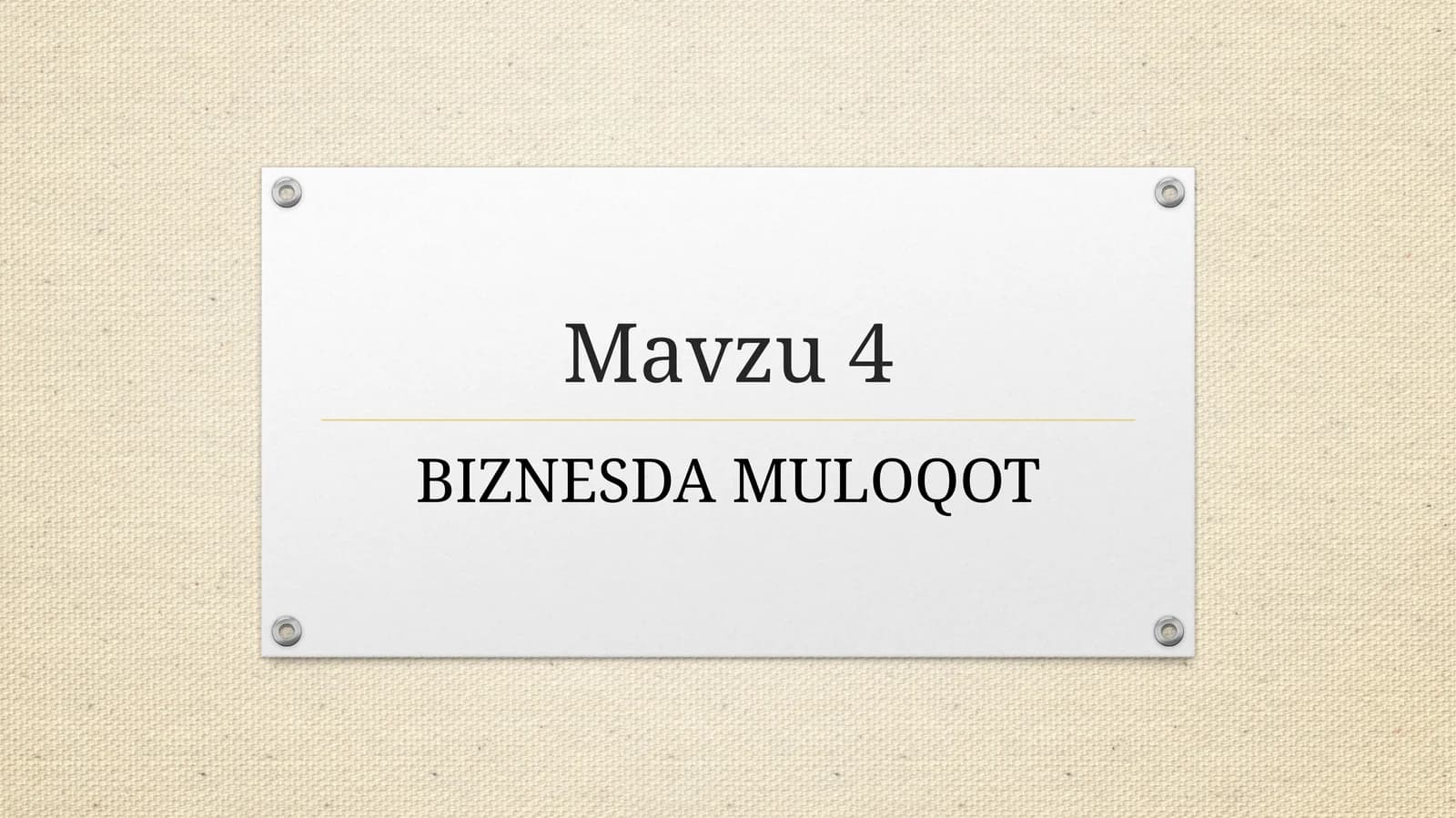 BIZNESDA MULOQOT