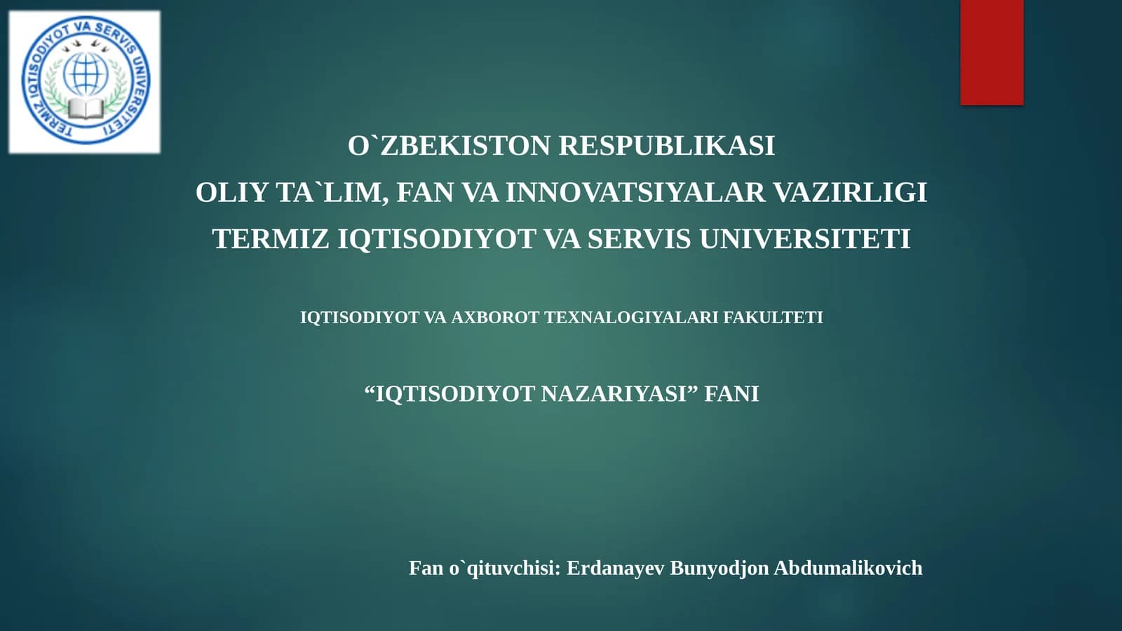 O'zbekiston Respublikasi iqtisodiyoti