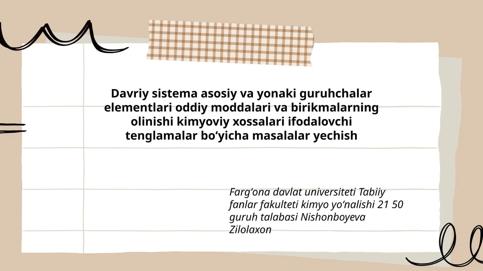 Davriy sistema asosiy va yonaki guruhchalar elementlari